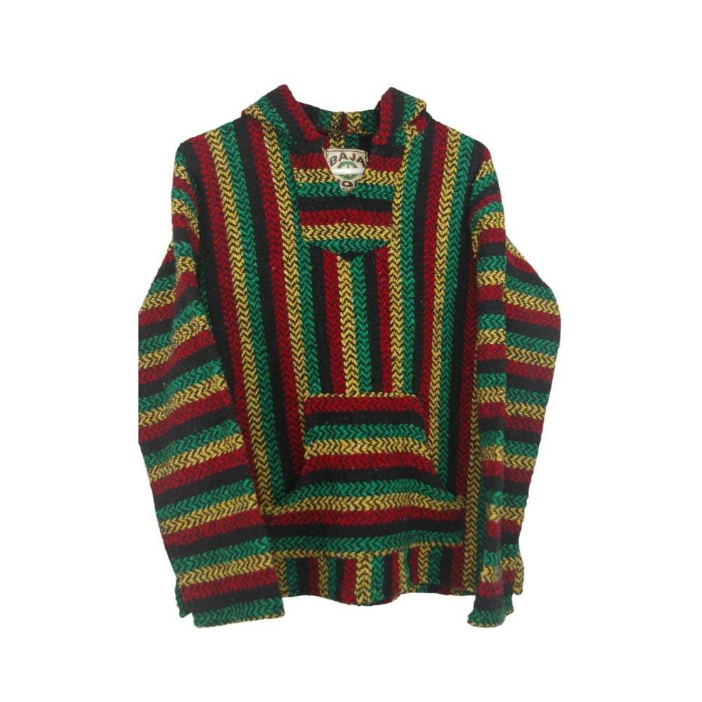 Baja Joe Rasta Striped  Woven Pullover Hoodie J11
